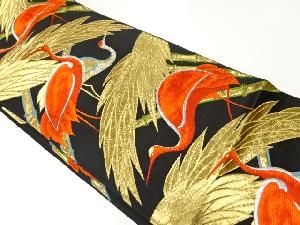 アンティーク　鶴に草葉模様織出し袋帯（着用可）
